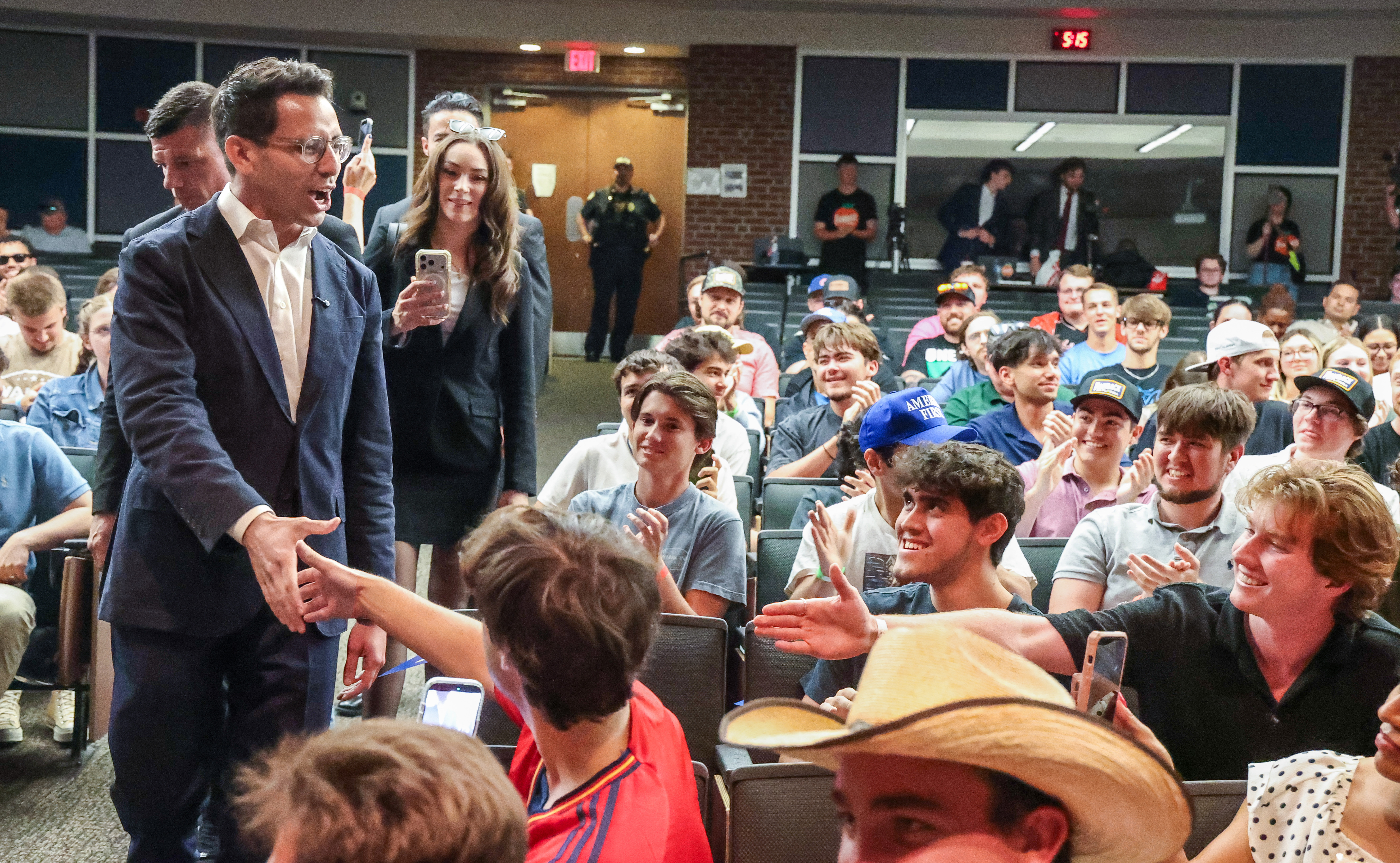 Florida Republican primary gubernatorial candidate James Fishback gets a cheering...