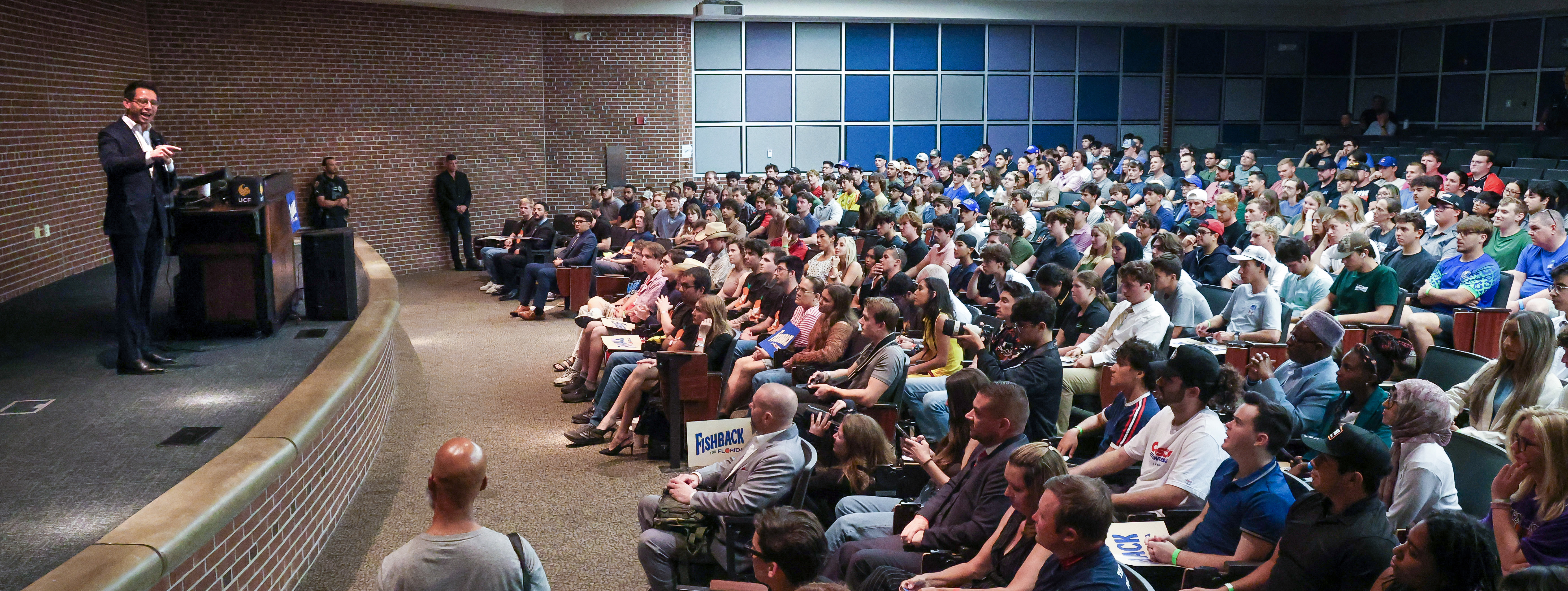 Florida Republican primary gubernatorial candidate James Fishback delivers remarks at...