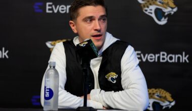 Jacksonville Jaguars general manager James Gladstone speaks during a press conference at the Miller Electric Center, Wednesday, Jan. 14, 2026, in Jacksonville, Fla.
