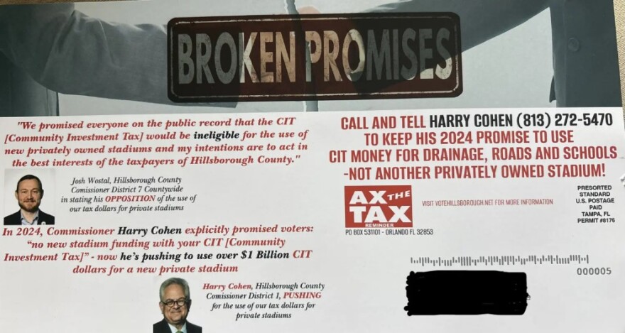 A screengrab of a mailer with a headline: Broken Promises