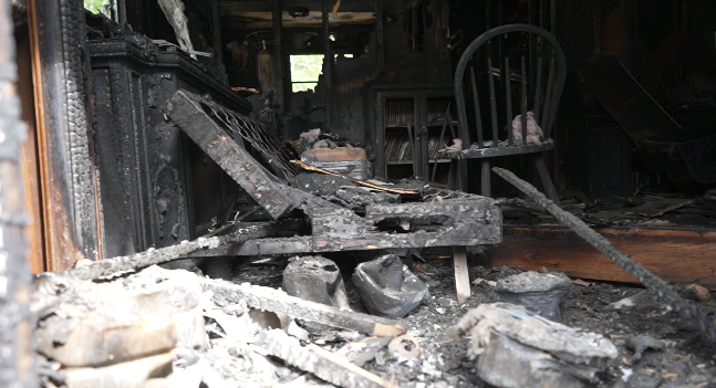 Fire damage on Elm Crest Drive