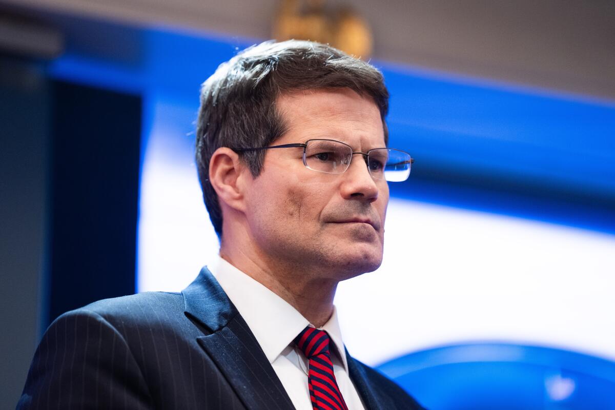 U.S. Solicitor Gen. D. John Sauer attends a press briefing at the White House.