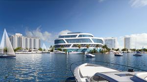 An aerial rendering of The Water District’s West Building in Fort Lauderdale