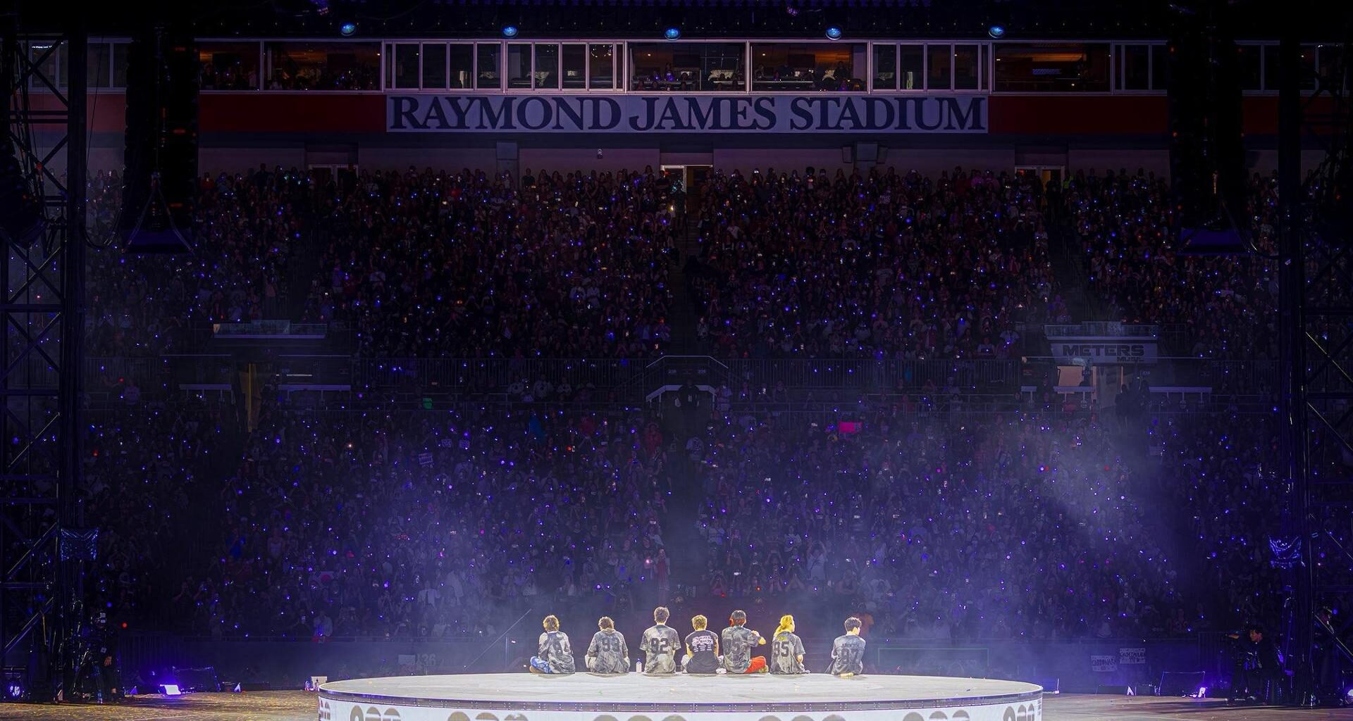 K-pop group BTS performs at Raymond James Stadium in Tampa, Florida, Tuesday (local time). Courtesy of BigHit Music