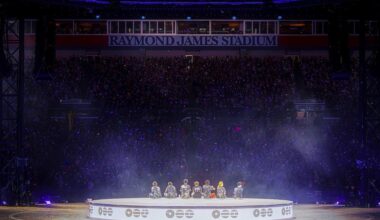 K-pop group BTS performs at Raymond James Stadium in Tampa, Florida, Tuesday (local time). Courtesy of BigHit Music