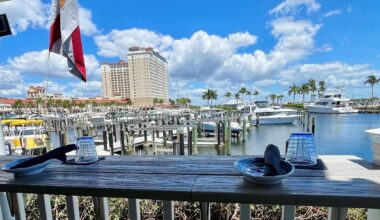 Bimini Basin Seafood &amp; Cocktails' signature drinks are served with a waterfront view.