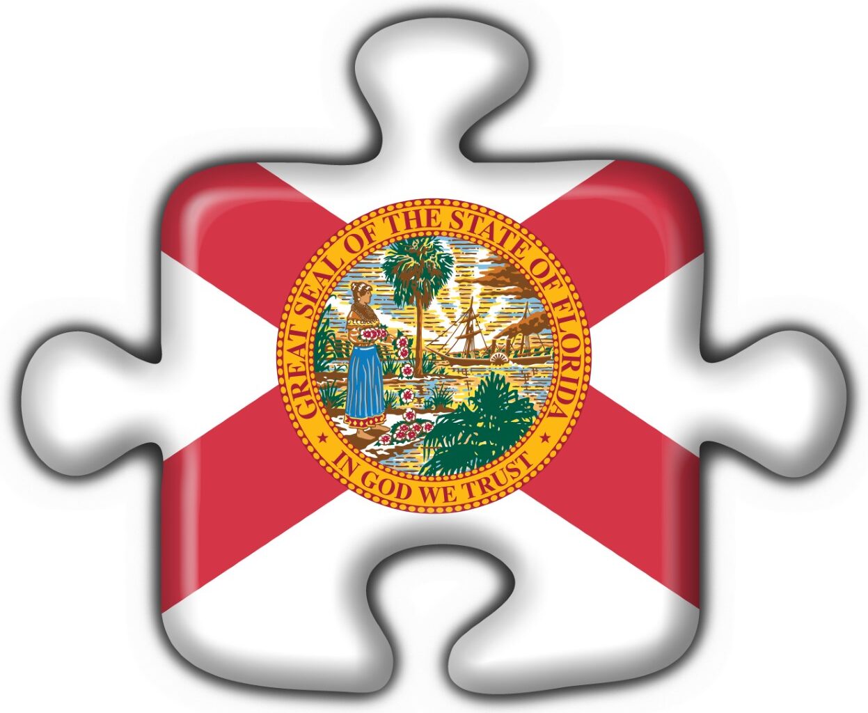Florida (USA State) button flag puzzle shape