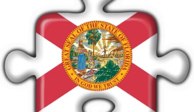 Florida (USA State) button flag puzzle shape