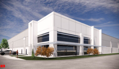 Rendering of Constellation East Tampa Business Center, a modern industrial warehouse with clean lines.