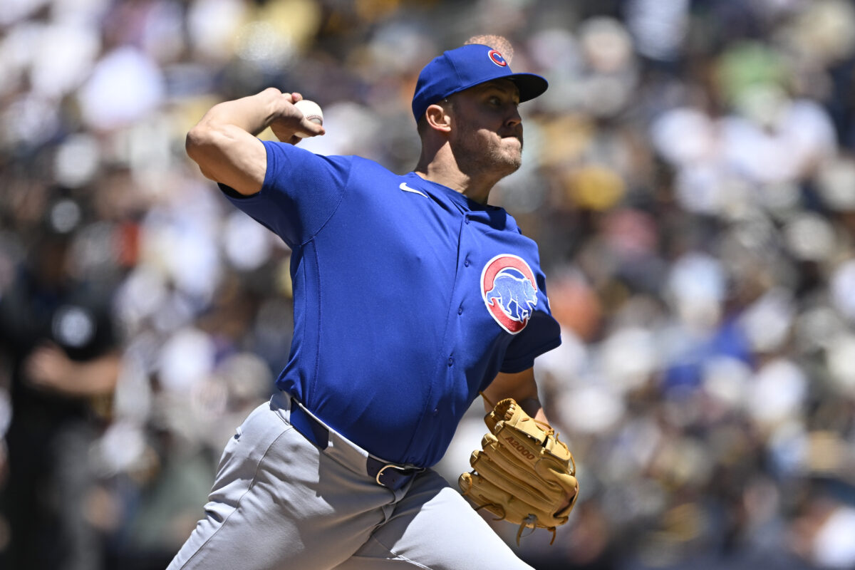 Apr 29, 2026; San Diego, California, USA; Chicago Cubs starting pitcher Jameson Taillon (50) delivers during the first inning against the San Diego Padres at Petco Park. Mandatory Credit: Denis Poroy-Imagn Images