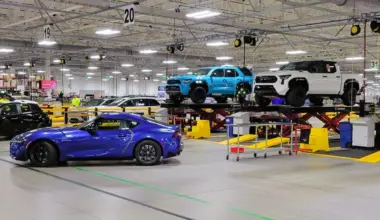 New Toyotas inside Southeast Toyota's JAXPORT facility.