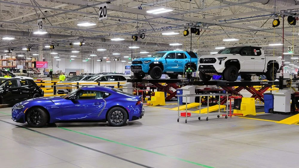 New Toyotas inside Southeast Toyota's JAXPORT facility.