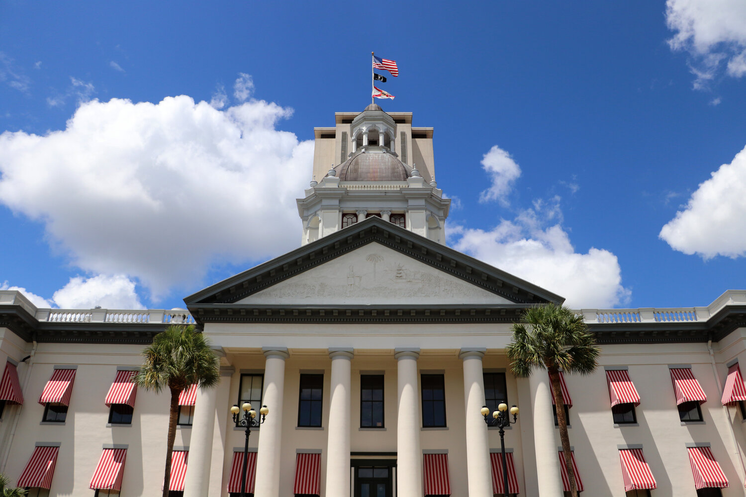The Florida Capitol building stands behind The Old Capitol in Tallahassee, Fla. (Lauren Witte/Fresh Take Florida)