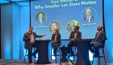 (L to R) Former GOP state Sen. Jeff Brandes; Brita Wallace, general counsel, Texans for Reasonable Solutions; Charbel Barakat, vice president and counsel, D.R. Horton; and GOP state Rep. Danny Nix in St. Petersburg on April 22, 2026. (Photo by Mitch Perry/Florida Phoenix)