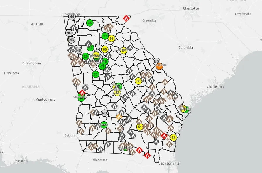 Georgia Wildfire Map, 4/25/2026