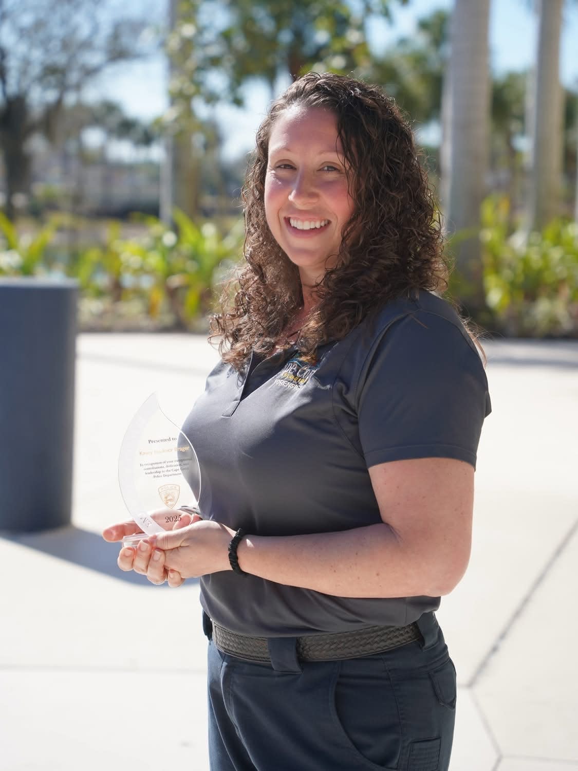 Cape Coral Police Department’ 2025 Employee of the Year is Forensic Specialist Kasey Buckner Brager, announced by the department in March 2026.
Kasey is an International Association for Identification certified senior crime scene analyst and footwear examiner.