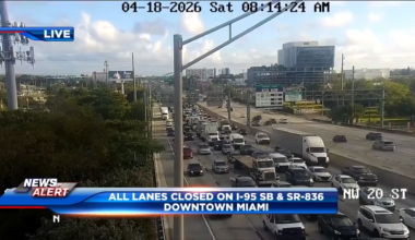Lanes briefly closed, later reopened on I-95 southbound lanes at SR836 after accident causes massive backup - WSVN 7News | Miami News, Weather, Sports