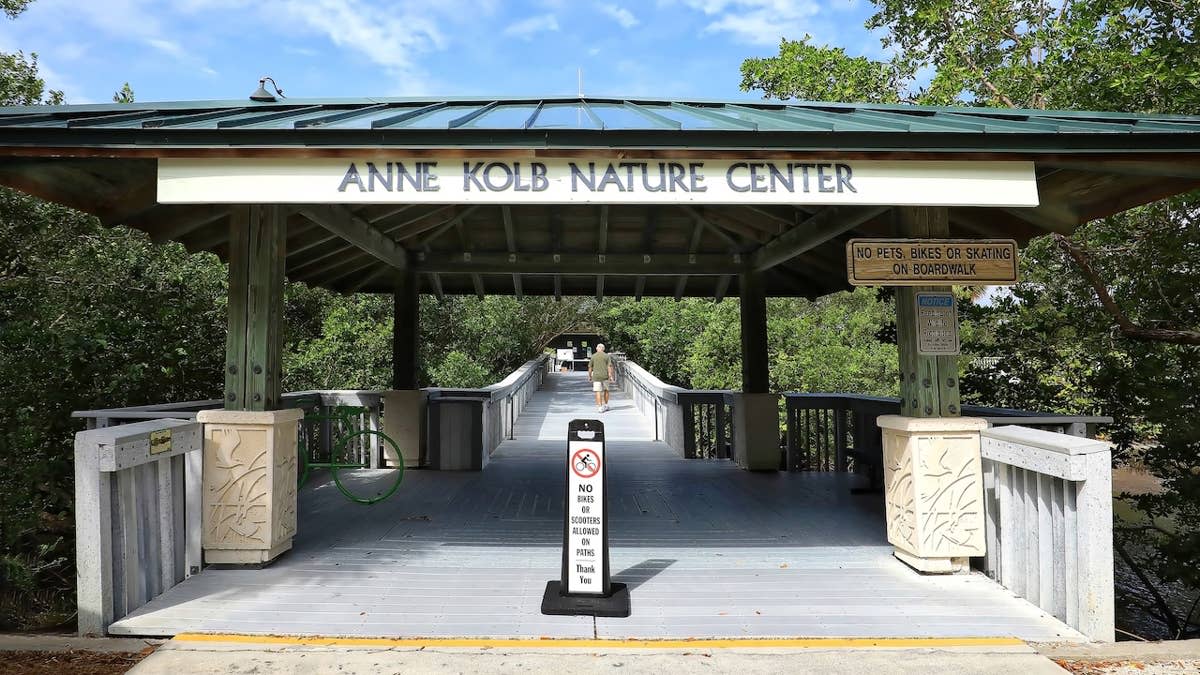 HOLLYWOOD, FLORIDA, USA: Entrance to Anne Kolb Nature Center. Anne Kolb is a free Broward County public park with walking and paddling trails through mangroves, as seen on February 18, 2023.	JillianCain for Getty