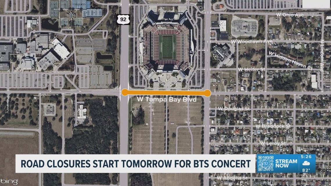BTS merchandise stand shutting down roadway ahead of Raymond James Stadium shows