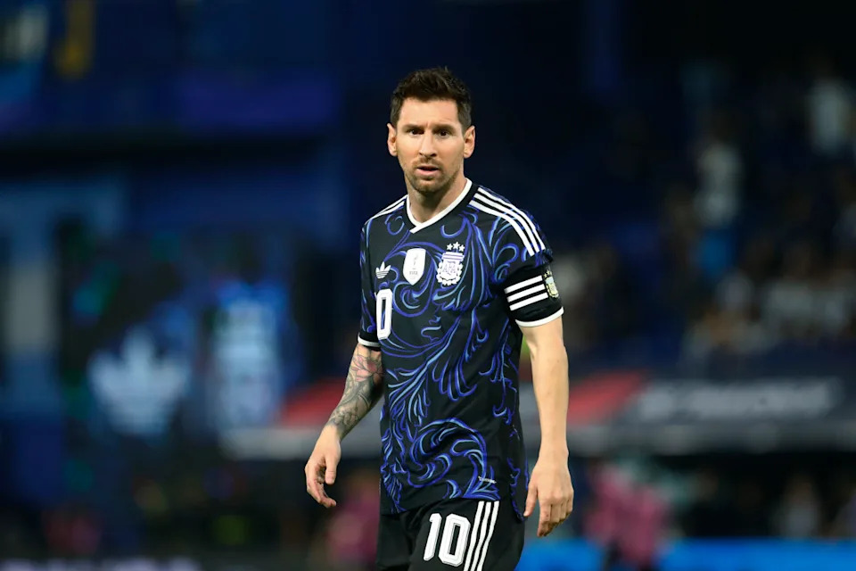 Lionel Messi of Argentina looks on during the international friendly match between Argentina and Mauritania.Photo by Marcos Brindicci&sol;Getty Images