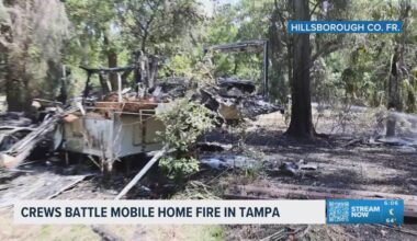 Mobile home fire causes brushfire in Hillsborough County