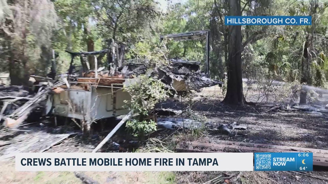 Mobile home fire causes brushfire in Hillsborough County