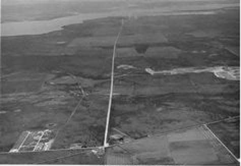 An aerial photo of Harney Point Road/Del Prado, looking south in Cape Coral.