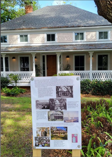 Photo from a past tour showing some of the storyboards in front of historic Apalachicola locations. This year's self-guided tour runs May 2-17, 2026.