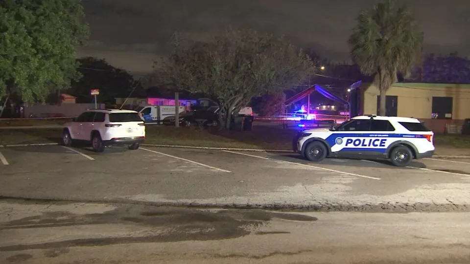 Orlando police officers responded to Bethune Drive late Sunday night after reports of a shooting near Columbia Street.