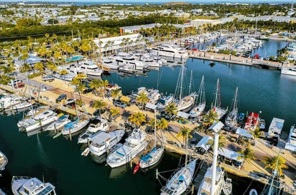 A large number of boats at The Perry Hotel & Marina.