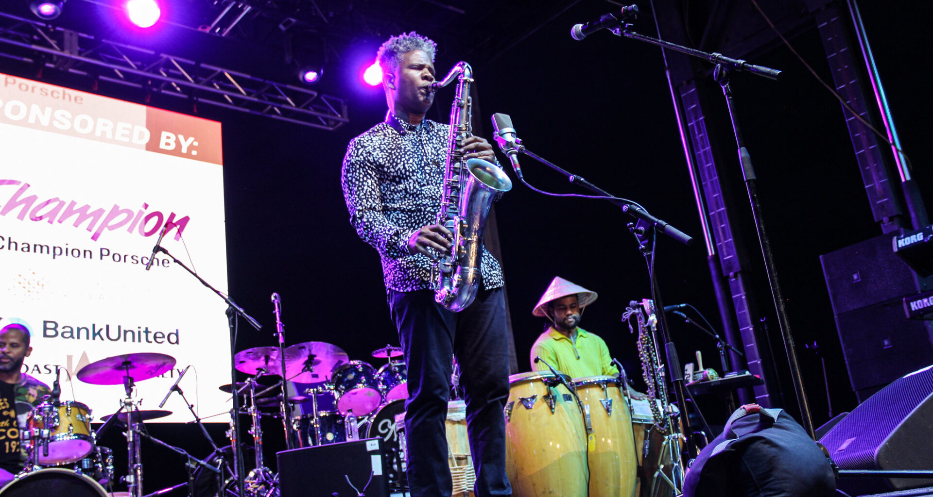 Photo of a man playing the saxophone at the Pompano Beach Jazz Fest