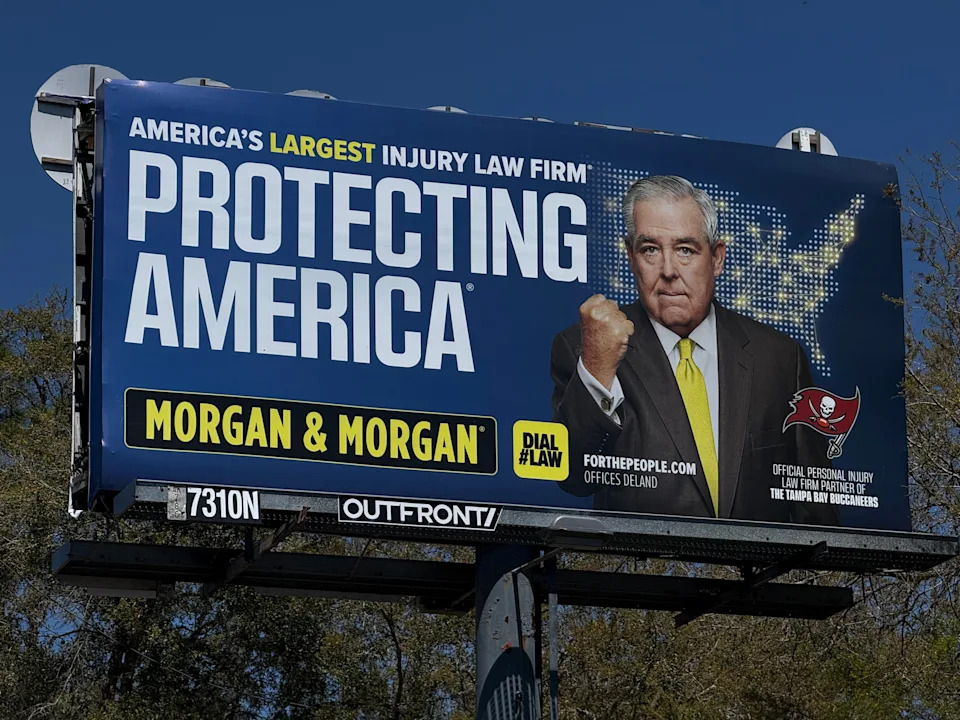 Orlando attorney John Morgan appears on billboards across Florida such as this one in DeLand March 23, 2026.