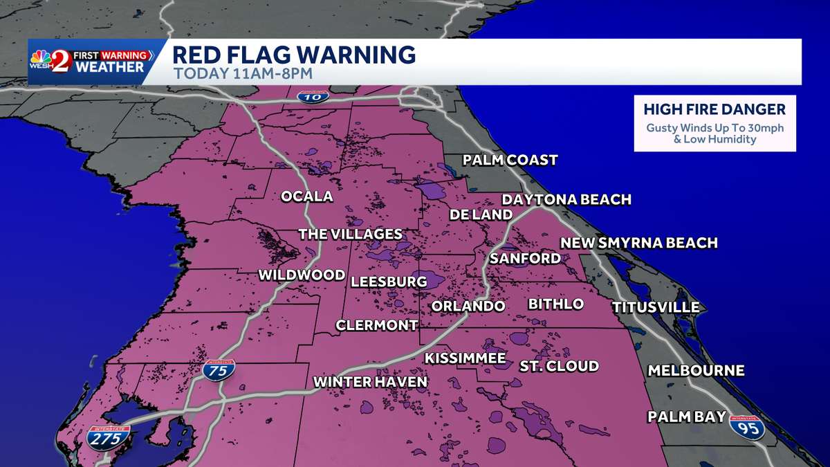 Red Flag Warnings issued for Central Florida