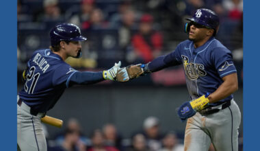 Ryan Vilade has 3 hits, drives in 2 runs as Tampa Bay beats Cleveland 3-2 to extend win streak to 5