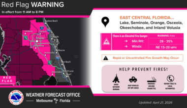 Red flag warning for nearly all Central Florida counties – Orlando Sentinel