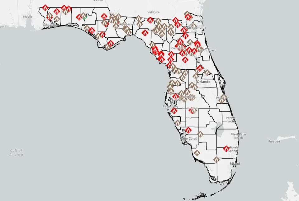 Florida Wildfires Map, 4/24/206