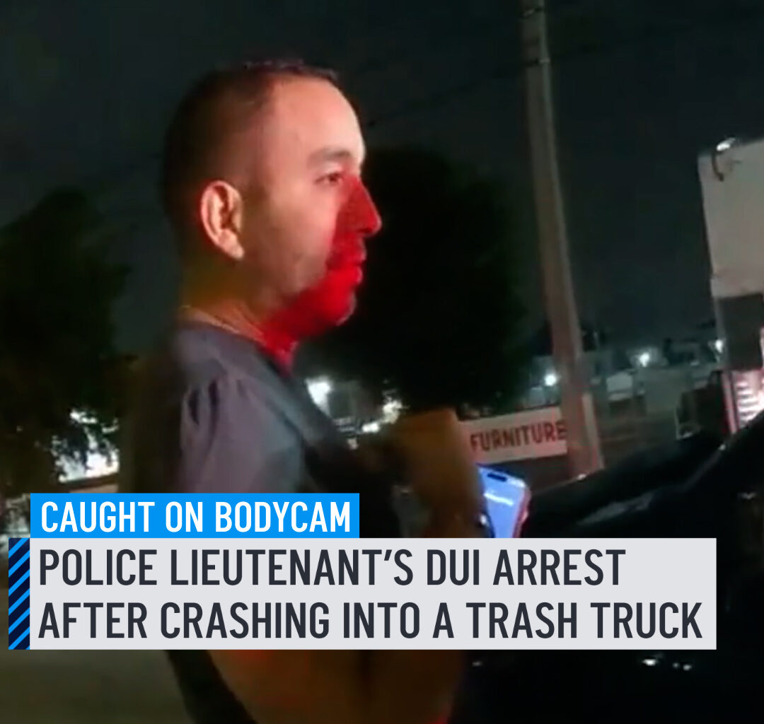 Newly released police body camera video shows the moments a Hialeah Police lieutenant was arrested for DUI in December after allegedly getting into a crash with a trash truck. Miami-Dade Sheriff's Office deputies responded to the scene and found Erik Martin, 45, was "unsteady on his feet, with bloodshot watery eyes and slurred speech" and an odor of alcohol on his breath, the report said. More details: http://on.nbc6.com/x4eSYXi #caughtoncamera #hialeah #dui #police