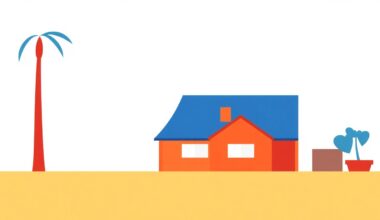 A vibrant abstract illustration composed of overlapping triangles and rectangles in shades of blue, orange, and green, conceptually representing the financial assistance provided by city-level property tax relief programs for senior homeowners.