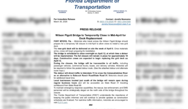 Wilson Pigott Bridge in Lee County closing for 10 days starting April 12 | Lee County