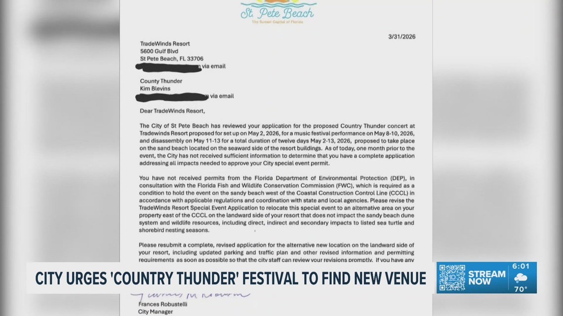 St. Pete Beach urges organizers of Country Thunder Festival to find new venue amid wildlife concerns