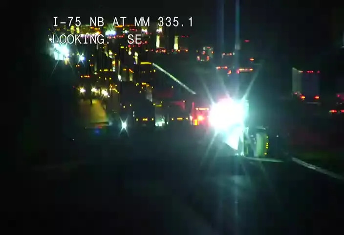 Crash closes northbound lanes on Interstate 75 April 15, 2026.