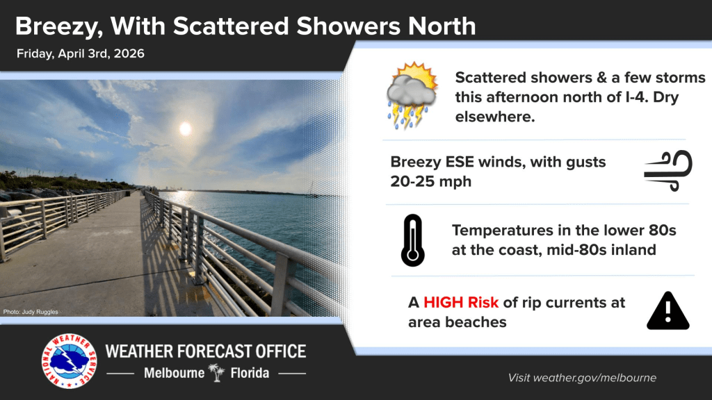 Scattered showers and a few storms north of I-4 – Orlando Sentinel