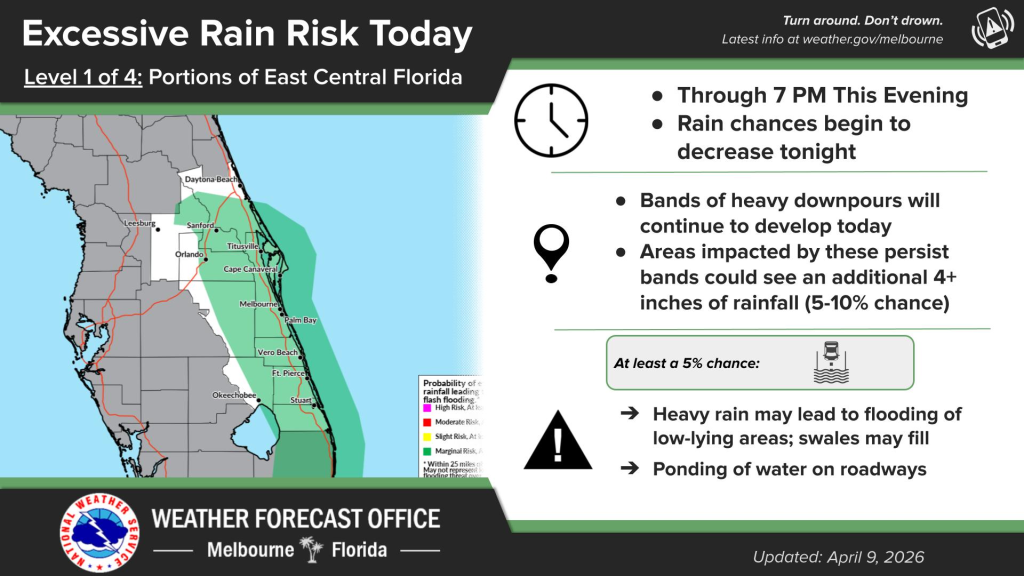 Central Florida has risk for excessive rain, possible flooding through evening – Orlando Sentinel