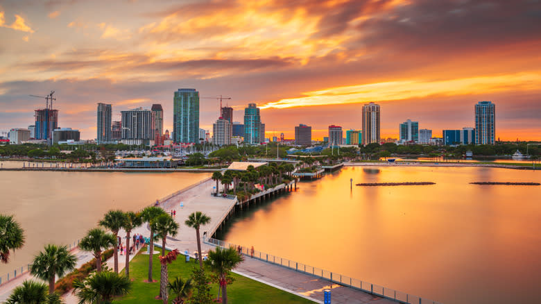 St Petersburg pier on Tampa Bay at sunset