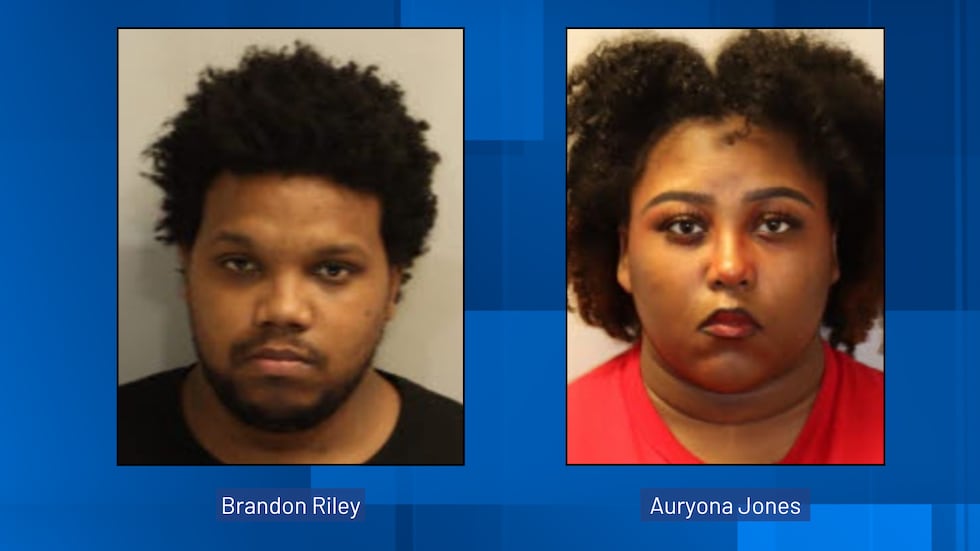 Auryona Jones and Brandon Riley's mugshots. 