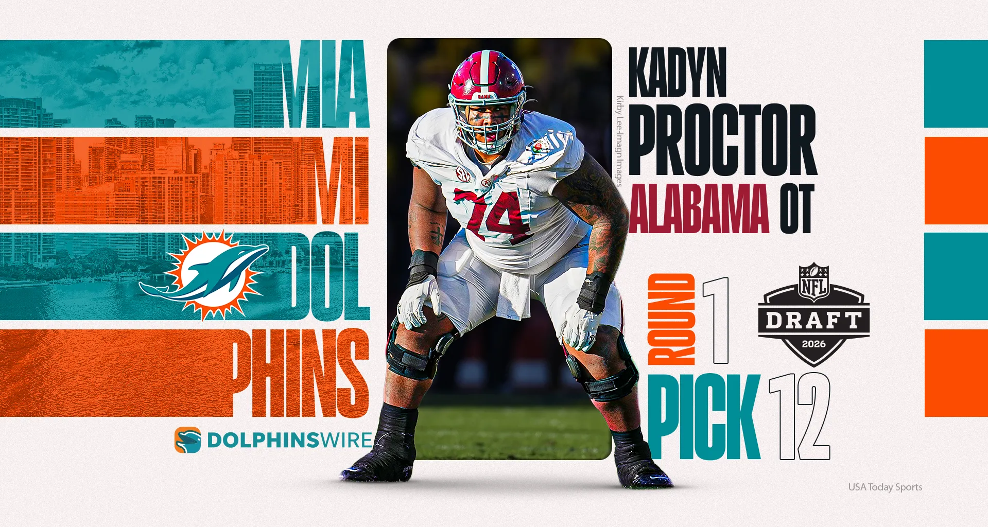 Miami Dolphins select Alabama OT Kadyn Proctor
