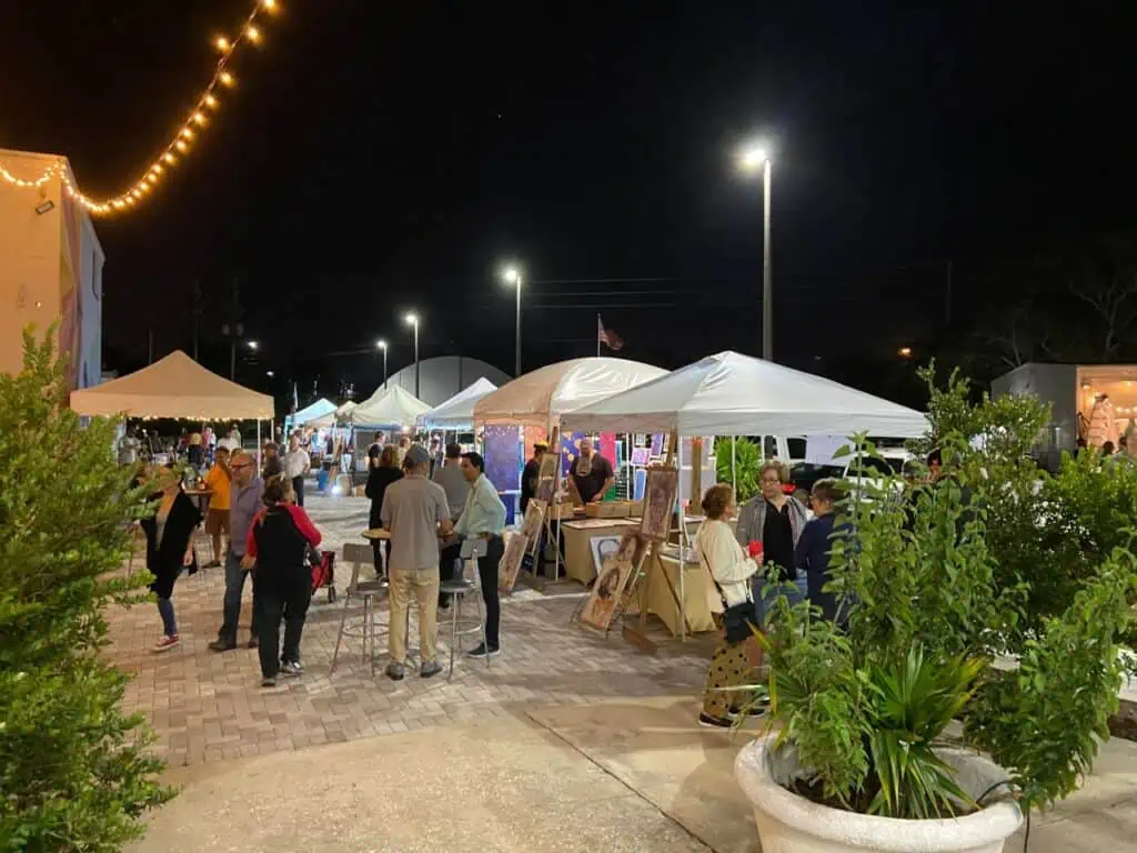 People enjoying a night at Second Saturday Art Walk