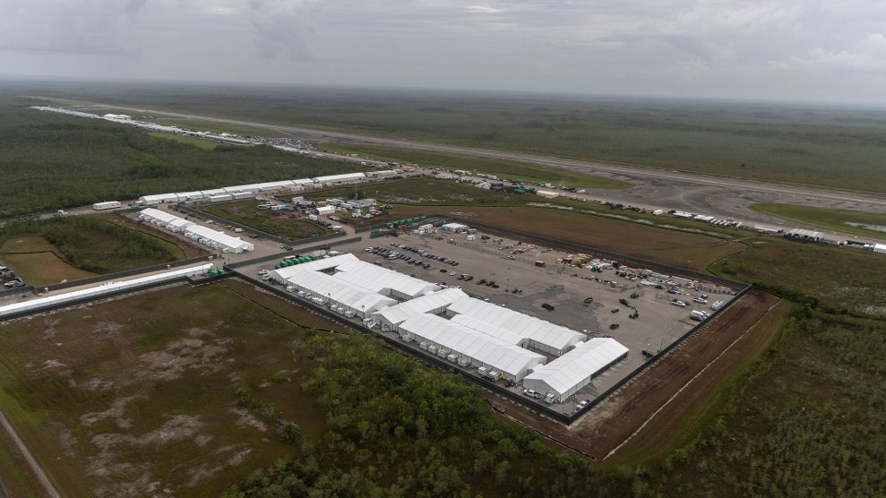 Aerial photo of migrant detention center