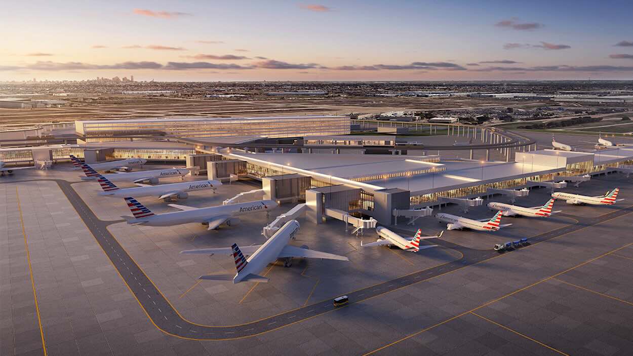 an aerial view of an airport