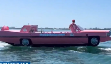 Pink Cadillac boat turns heads on Sarasota Bay